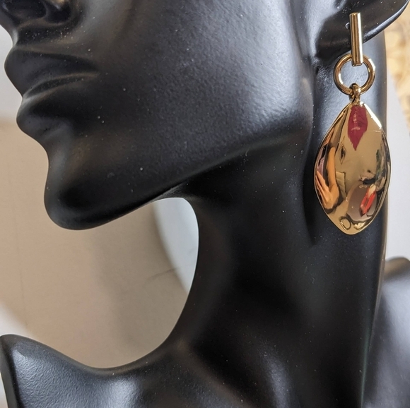 Erica Lyons Polished Gold Tone Drop Earrings - Picture 3 of 4